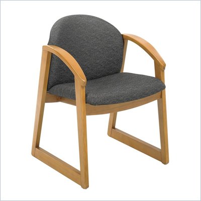 Safco Workspace Urbane Oak and Black Guest Arm Chair with Sled Base