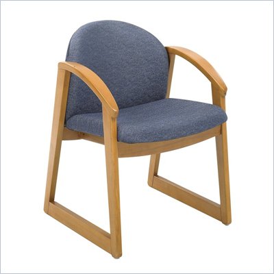 Safco Workspace Urbane Oak and Blue Guest Arm Chair with Sled Base