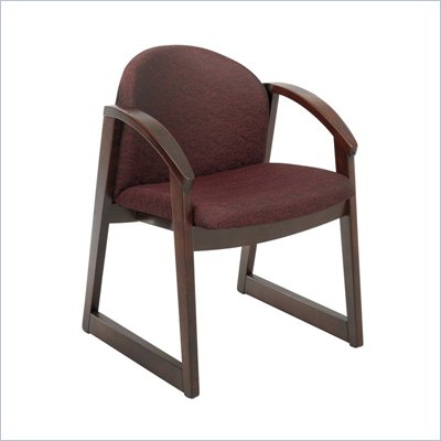 Safco Workspace Urbane Mahogany and Burgundy Guest Arm Chair with Sled Base