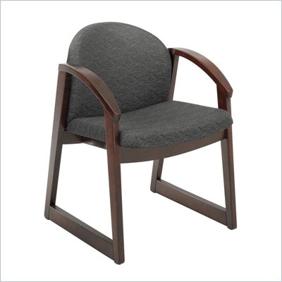 Safco Workspace Urbane Mahogany and Black Guest Arm Chair with Sled Base