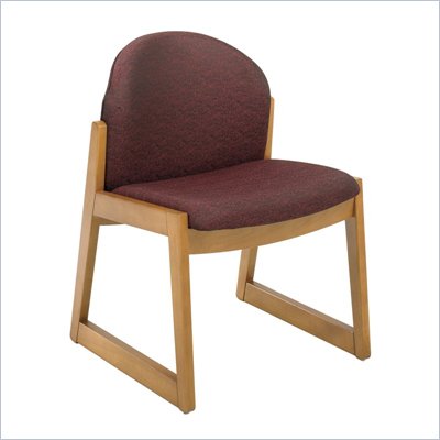 Safco Workspace Urbane Oak and Burgundy Guest Chair with Sled Base