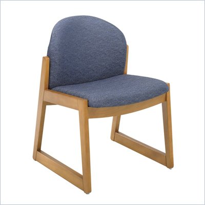 Safco Workspace Urbane Oak and Blue Guest Chair with Sled Base