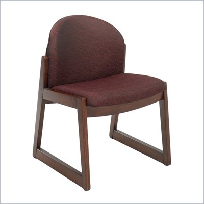 Safco Workspace Urbane Mahogany and Burgundy Guest Chair with Sled Base