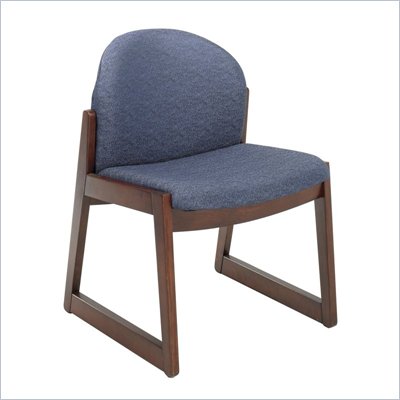 Safco Workspace Urbane Mahogany and Blue Guest Chair with Sled Base