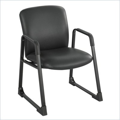 Safco Uber Big and Tall Guest Chair in Black Vinyl with Sled Base