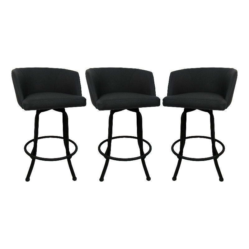 Tobias Designs Swivel Extra Tall Vinyl Metal Bar Stool in Black