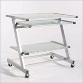 Eurostyle Zaki Wide Adjustable Computer Cart in Aluminum/Frosted Glass