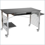 Eurostyle Brichi Metal Computer Desk on Casters in Black and Chrome