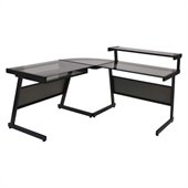 Eurostyle L Desk in Graphite Black and Smoked Glass