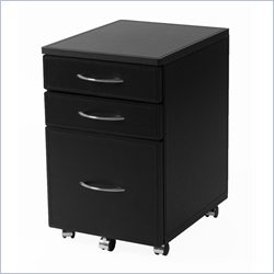 Eurostyle Ledah Leather Hi 3 Drawer Mobile Lateral Wood File Cabinet