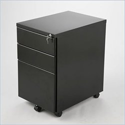 Eurostyle Gordon PPF 3 Drawer Mobile Metal Filing Cabinet in Graphite Black