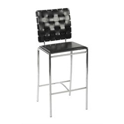 ItalModern Carlsen Black Woven Leather Back Counter Stool