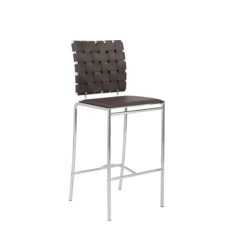 Eurostyle Carlsen Counter Height Stool in Woven Brown Leather
