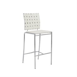 ItalModern Carlsen White Woven Leather Back Counter Stool