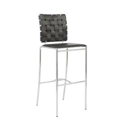 Eurostyle Carlsen Black Woven Leather Back Bar Stool