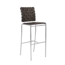 ItalModern Carlsen Brown Woven Leather Back Bar Stool