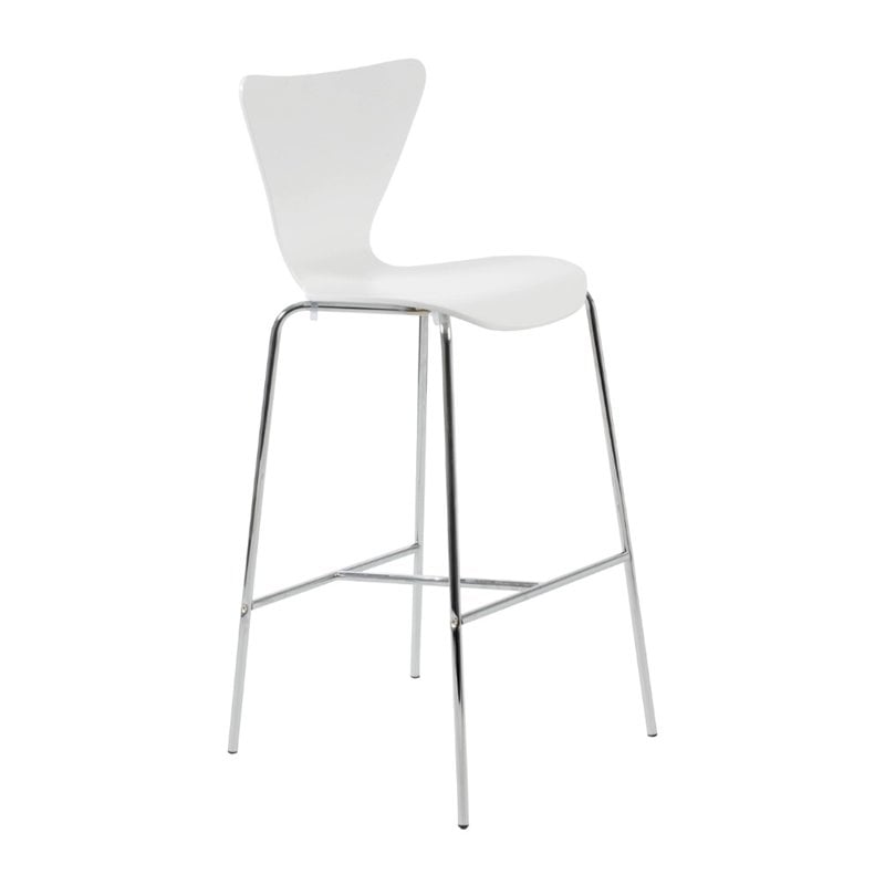 Eurostyle Tessa White Finish Wooden Bar Stool