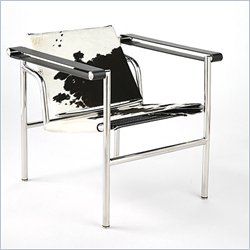 Eurostyle Suzie Black and White Cowhide Modern Lounge Chair