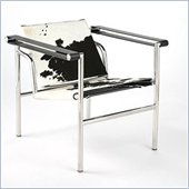 Eurostyle Suzie Black and White Cowhide Modern Lounge Chair