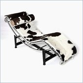 ItalModern Corcoran Black and White Cowhide Padded Seat Lounge Chair