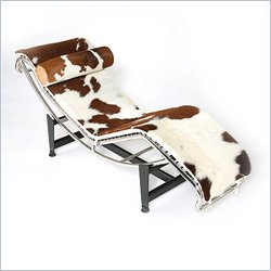 Eurostyle Corcoran Brown and White Cowhide Padded Seat Lounge Chair
