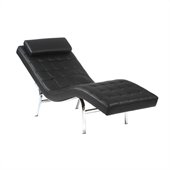Eurostyle Vela 1 Black Leather Seat & Chrome Frame Lounge Chair