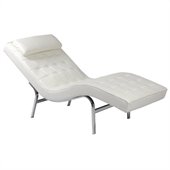 Eurostyle Vela 1 White Leather Seat & Chrome Frame Lounge Chair