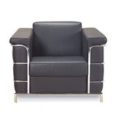 Eurostyle Leander I Armchair in Black Leather and Chrome