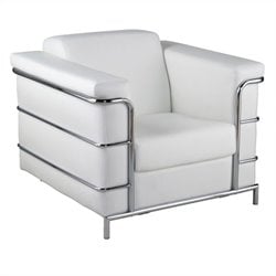 Eurostyle Leander I Armchair in White Leather and Chrome