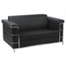 Eurostyle Leonardo 2 Loveseat in Black Leather and Chrome