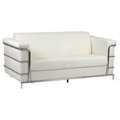Eurostyle Leander III Sofa in White Leather and Chrome