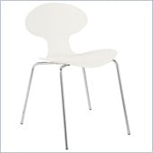 Eurostyle Beatrix Modern Dining Side Chair with Chrome Legs in White