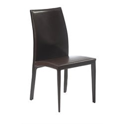 Eurostyle Daisy Leather Dining Side Chair in Brown