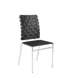 Eurostyle Carlsen Black Leather Dining Side Chair