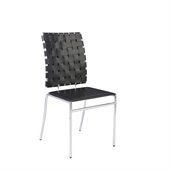Eurostyle Carlsen Black Leather Dining Side Chair