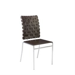 Eurostyle Carlsen Stack Leather Dining Side Chair in Brown