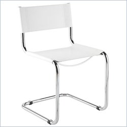 Eurostyle Shauna Leather Seat Dining Side Chair in White and Chrome