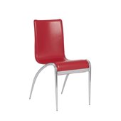 Eurostyle Gloria Leather Dining Side Chair in Red and Chrome