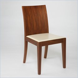 Eurostyle Debra Walnut Wooden Legs & Tan Leather Side Chairs