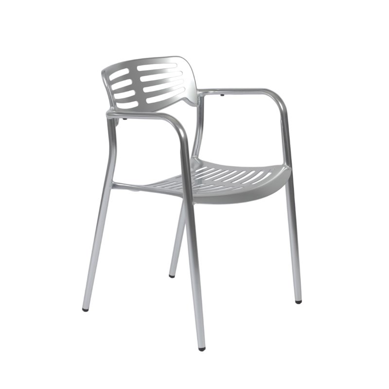 Eurostyle 04120 Helen Stacking Chair Shiny Aluminum