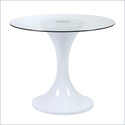 Eurostyle Jerry White Fibreglass Dining Table with 32 Inch Glass Top
