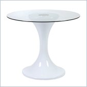 Eurostyle Jerry White Fibreglass Dining Table with 32 Inch Glass Top