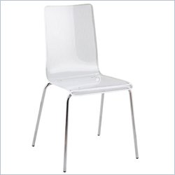 Eurostyle Lavi Clear Acrylic Seat & Back White Stripes Stacking Dining Side Chair