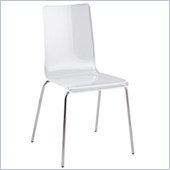 Eurostyle Lavi Clear Acrylic Seat & Back White Stripes Stacking Dining Side Chair
