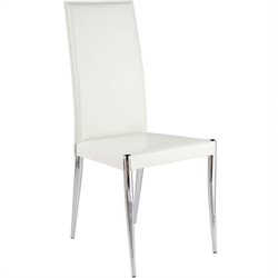 Eurostyle Raffi Leather Dining Side Chair in White