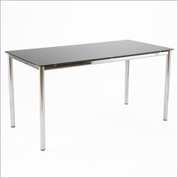 Eurostyle Ned Glass Desk with Adjustable Feet and Black Printed Glass Top