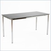 Eurostyle Ned Glass Desk with Adjustable Feet and Black Printed Glass Top