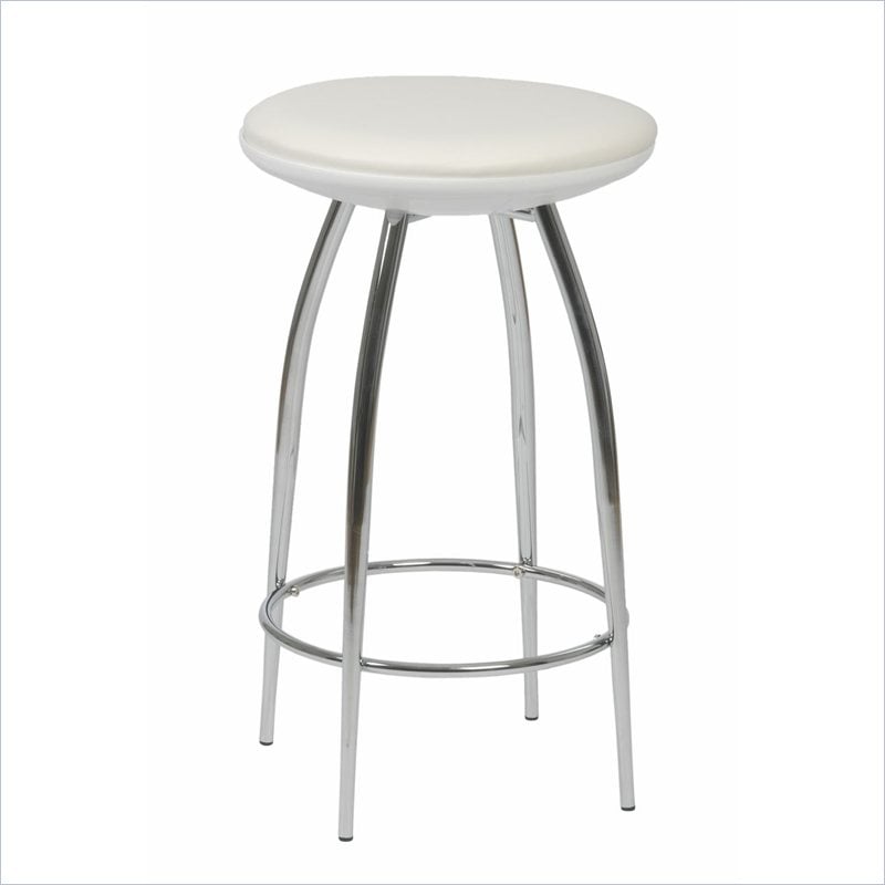 Eurostyle Bernie Chrome 25.59-in Counter Stool 01194WHT