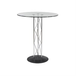 Euro Style Trave Bar Table with 36 Inch Top and Black Base