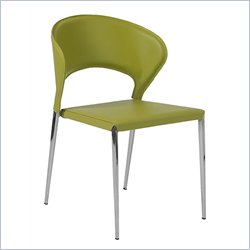Eurostyle Moira Stack Chair in Green Leather (Set of 2)